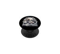 Samurai Ninja Cat vs Dragon Monster Great Wave Japanese Art PopSockets Adhesive PopGrip