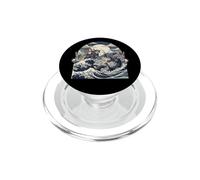 Samurai Ninja Cat vs Dragon Monster Great Wave Japanese Art PopSockets PopGrip for MagSafe
