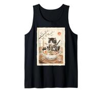 Samurai Ninja Cute Cat Ramen Bowl Japanese Watercolor Japan Tank Top