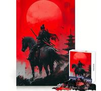 Samurai on Horseback Under Red Moon 1000 Piece Jigsaw Puzzles for Teenagers Jigsaw Wise Think Toy Relax Time Clear Cut Festival Gift (38x26cm)