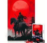 Samurai on Horseback Under Red Moon Jigsaw Puzzles for Adults 1000 Pieces Brain Skill Relaxed Mind Exact Edge Art Collection Piece (50x75cm)