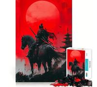Samurai on Horseback Under Red Moon Jigsaw Puzzles for Adults 1000 Pieces Brain Skill Relaxed Mind Exact Edge Art Collection Piece (50x75cm)