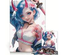 Samurai Oni Girl 1000 Pieces Jigsaw Puzzles for Adults Improve Memory Peaceful Fun Sharp Edge (50x75cm)