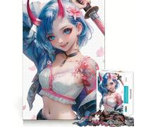 Samurai Oni Girl 1000 Pieces Jigsaw Puzzles for Adults Improve Memory Peaceful Fun Sharp Edge (50x75cm)