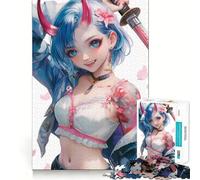 Samurai Oni Girl Jigsaw Puzzles 1000 Pieces for Adults Memory Gain Anxiety Relief Design Assembly Artistic Gift (38x26cm)