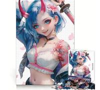 Samurai Oni Girl Jigsaw Puzzles 1000 Pieces for Adults Memory Gain Anxiety Relief Design Assembly Artistic Gift (38x26cm)