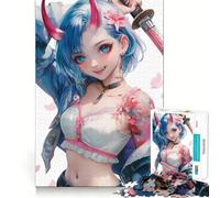 Samurai Oni Girl Jigsaw Puzzles for Adults1000 Pieces Mind Skill Toy Quiet Hobby Design Assembly (38x52cm)