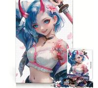 Samurai Oni Girl Jigsaw Puzzles for Adults1000 Pieces Mind Skill Toy Quiet Hobby Design Assembly (38x52cm)