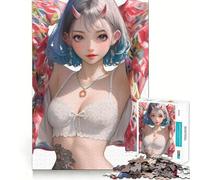 Samurai Oni Girl Puzzle for Teenagers 1000 Pieces Smart Reason Toy Stress Release Sharp Edge Birthday Gift (38x52cm)