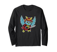Samurai Owl Retro Winged Warrior Long Sleeve T-Shirt