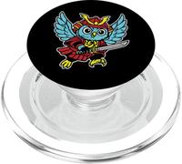 Samurai Owl Retro Winged Warrior PopSockets PopGrip for MagSafe