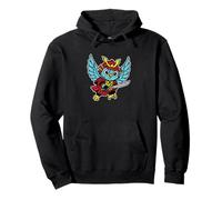 Samurai Owl Retro Winged Warrior Pullover Hoodie