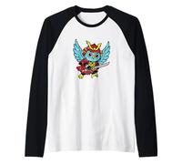 Samurai Owl Retro Winged Warrior Raglan Baseball Tee