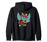 Samurai Owl Retro Winged Warrior Zip Hoodie