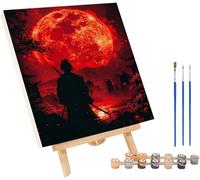 Samurai Paint by Numbers for Adults with Frame, Landscape Paint by Numbers Kits, DIY Color Acrylic Pigment Drawing Crafts with Paints and Brushes, Hobbies for Adults Women, Room Decor 16x20in 7-8262