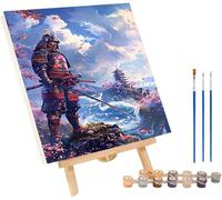 Samurai Paint by Numbers for Adults with Frame, Landscape Paint by Numbers Kits, DIY Color Acrylic Pigment Drawing Crafts with Paints and Brushes, Hobbies for Adults Women, Room Decor 20x26in 8-2382