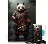 Samurai Panda Hard Jigsaw Puzzle for Adults 1000 Pieces Reason Skill Toy Family Time Tight Cut Art Collectible (38x26cm)