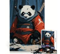Samurai Panda in Snowy Forest 1000 Piece Jigsaws for Adults Puzzle Boost Recall Anxiety Relief Accurate Edge Xmas Surprise (38x26cm)