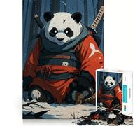Samurai Panda in Snowy Forest 1000 Piece Jigsaws for Adults Puzzle Boost Recall Anxiety Relief Accurate Edge Xmas Surprise (38x26cm)