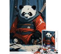 Samurai Panda in Snowy Forest Jigsaws 1000 Pieces for Teenagers Stimulate Active Brain And Mind Gentle Relaxing Fun Activity (38X26cm)