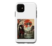 Samurai Panda UFO Alien Invasion Japanese Ukiyo-e Case for iPhone 11