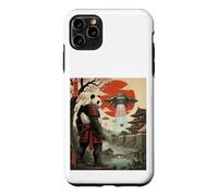 Samurai Panda UFO Alien Invasion Japanese Ukiyo-e Case for iPhone 11 Pro Max