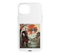 Samurai Panda UFO Alien Invasion Japanese Ukiyo-e Case for iPhone 15 Plus