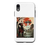 Samurai Panda UFO Alien Invasion Japanese Ukiyo-e Case for iPhone XR