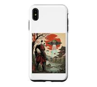 Samurai Panda UFO Alien Invasion Japanese Ukiyo-e Case for iPhone XS Max