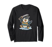 Samurai Penguin Ice Retro Fighter Long Sleeve T-Shirt
