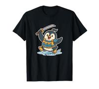 Samurai Penguin Ice Retro Fighter T-Shirt