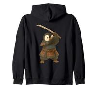 Samurai Penguin with Katana Sword Fight Art Zip Hoodie