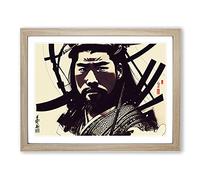 Samurai Portrait Framed Print | A3 Oak Framed Wall Art | Ready to Hang | Modern Nature Picture | Living Room Bedroom Lounge Office