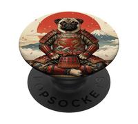 Samurai Pug Dog Warrior Japanese Art Design PopSockets Adhesive PopGrip