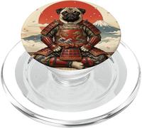 Samurai Pug Dog Warrior Japanese Art Design PopSockets PopGrip for MagSafe