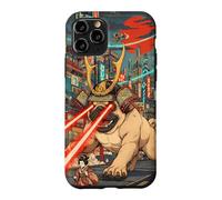 Samurai Pug Giant Kaiju Laser Eyes Cyberpunk Japanese Art Case for iPhone 11 Pro