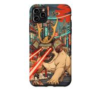 Samurai Pug Giant Kaiju Laser Eyes Cyberpunk Japanese Art Case for iPhone 11 Pro Max