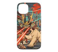 Samurai Pug Giant Kaiju Laser Eyes Cyberpunk Japanese Art Case for iPhone 13