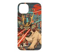 Samurai Pug Giant Kaiju Laser Eyes Cyberpunk Japanese Art Case for iPhone 14 Plus