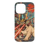 Samurai Pug Giant Kaiju Laser Eyes Cyberpunk Japanese Art Case for iPhone 14 Pro Max