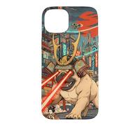 Samurai Pug Giant Kaiju Laser Eyes Cyberpunk Japanese Art Case for iPhone 15 Plus