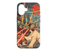 Samurai Pug Giant Kaiju Laser Eyes Cyberpunk Japanese Art Case for iPhone 16
