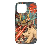 Samurai Pug Giant Kaiju Laser Eyes Cyberpunk Japanese Art Case for iPhone 16 Pro Max