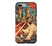 Samurai Pug Giant Kaiju Laser Eyes Cyberpunk Japanese Art Case for iPhone 7 Plus/8 Plus