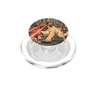 Samurai Pug Giant Kaiju Laser Eyes Cyberpunk Japanese Art PopSockets PopGrip for MagSafe