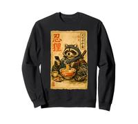 Samurai Raccoon Eating Ramen Scroll Phone Ninja Raccoon Sweatshirt