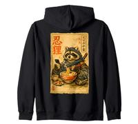 Samurai Raccoon Eating Ramen Scroll Phone Ninja Raccoon Zip Hoodie