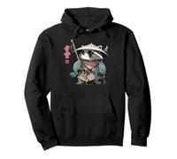 Samurai Raccoon Japanese Warrior Ukiyo-e Style Sunset Pullover Hoodie