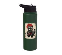 Samurai Raccoon Japanese Warrior Vintage Art Anime Funny Stainless Steel Insulated Water Bottle
