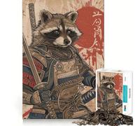 Samurai Raccoon Jigsaw Puzzle for Teenagers 1000 Pieces Mind Skill Toy Gentle Leisure Design Assembly Premium Gift (38x26cm)